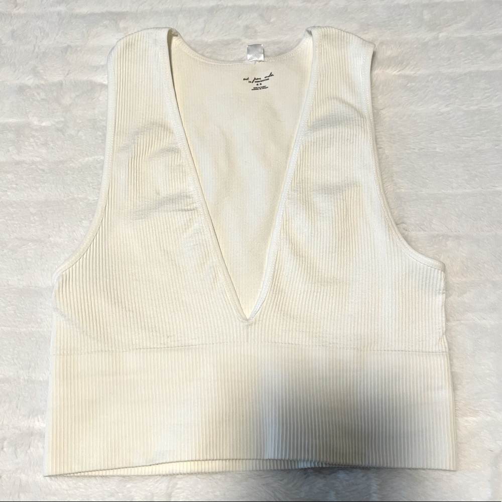 White V neck tank top